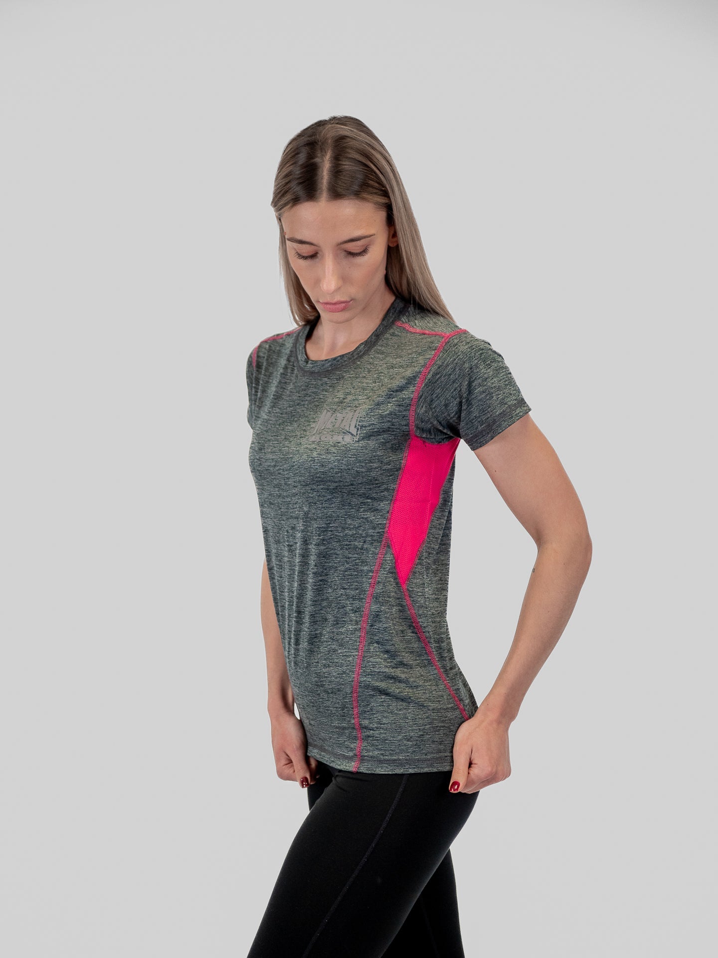 Camiseta técnica mujer Metal Boxe gris fucsia