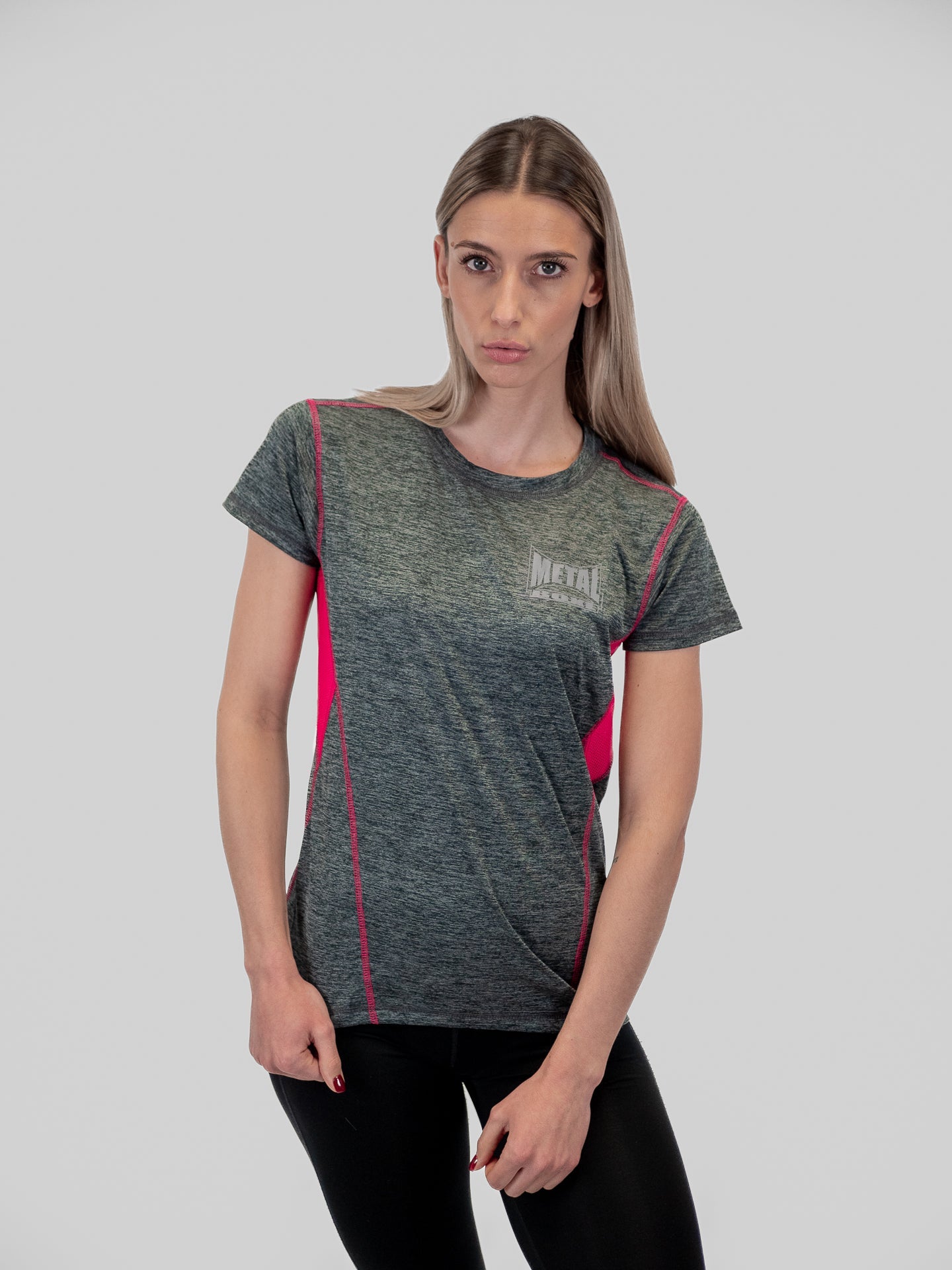 Camiseta técnica mujer Metal Boxe gris fucsia