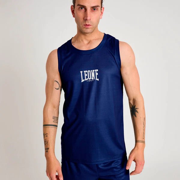 Widok z przodu niebieskiego sportowego podkoszulka Leone Stripe 47 do codziennego treningu