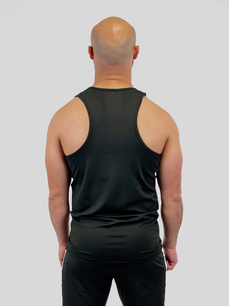 Bakifrån av det svarta Metal Boxe BF sportlinne, ergonomiskt snitt