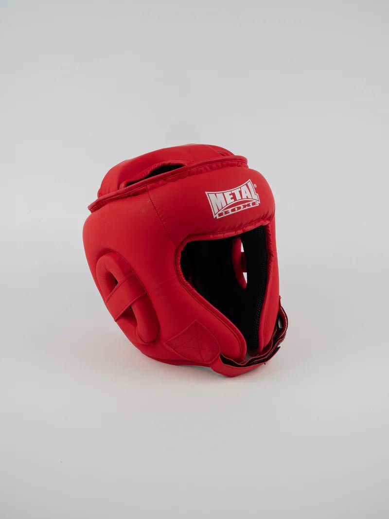 Widok z przodu czerwonego kasku Metal Boxe Competition, idealnego na pierścionki