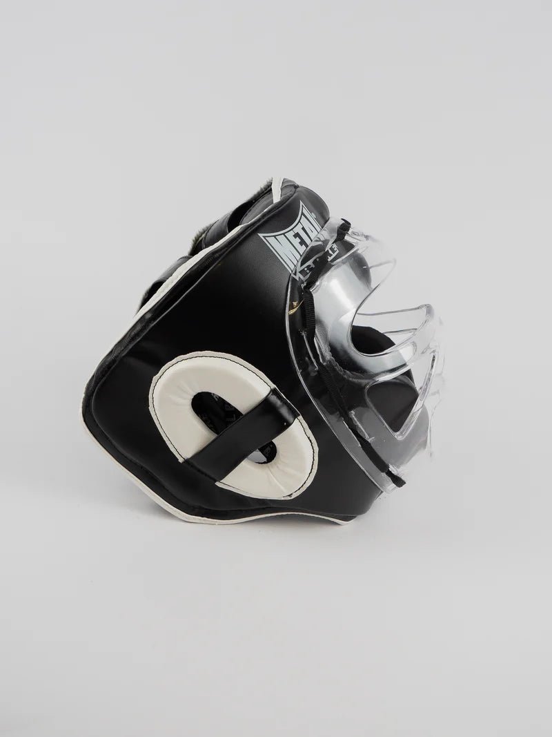 Vue latérale du casque intégral Metal Boxe, détail du rembourrage et de la visière