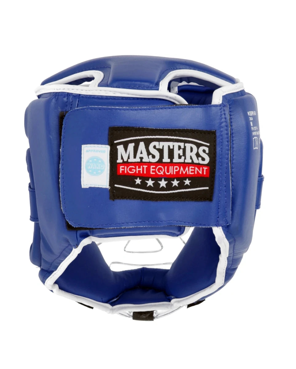 Achterdetail van de blauwe WAKO-helm met de beschermende nekstructuur
