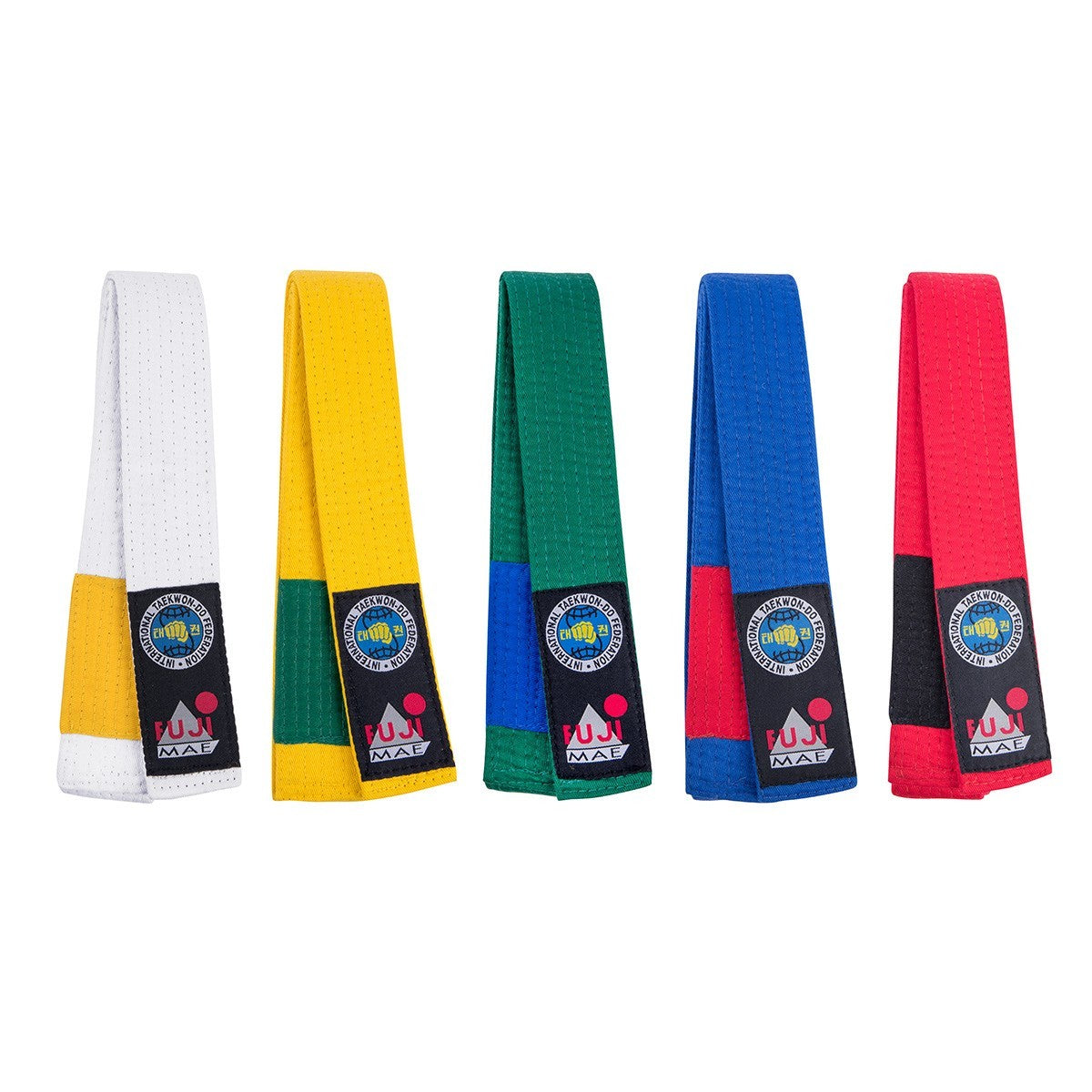 Sabuk dua warna Fujimae untuk Taekwondo ITF berbahan 100% katun dengan 8 jahitan