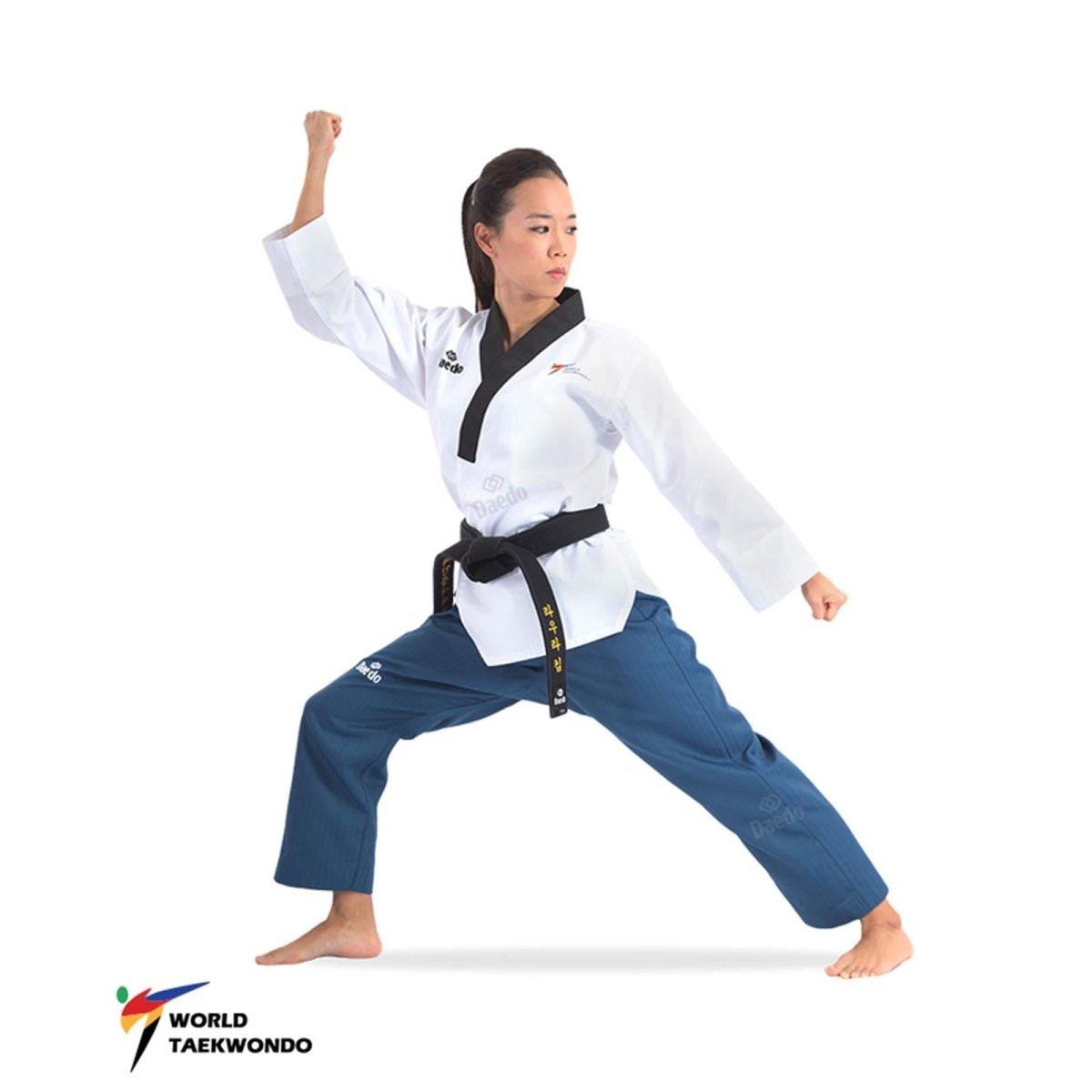 Dobok Poom Donna Bianco-Blu Daedo WT - Fight Club Store