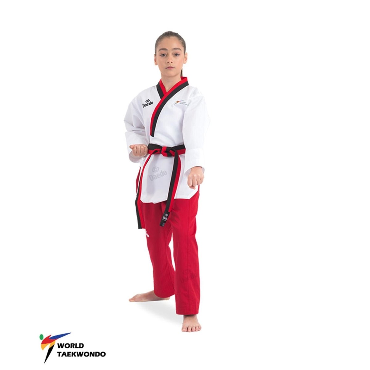 Dobok Poom Donna Bianco-Rosso Daedo WT - Fight Club Store