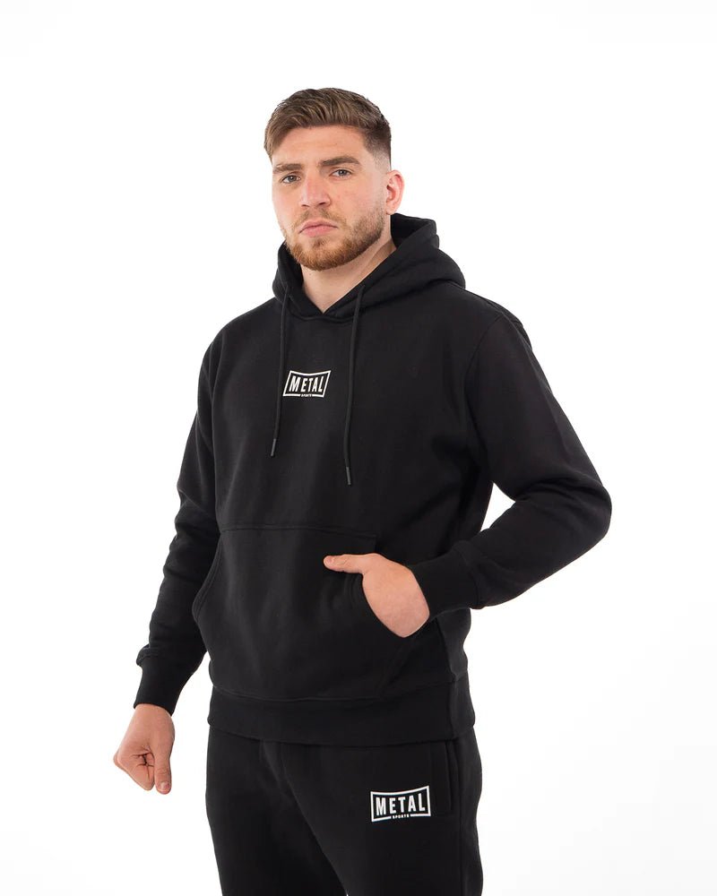 Voorzakdetail en duurzame stiksels Black Metal Boxing-hoodie