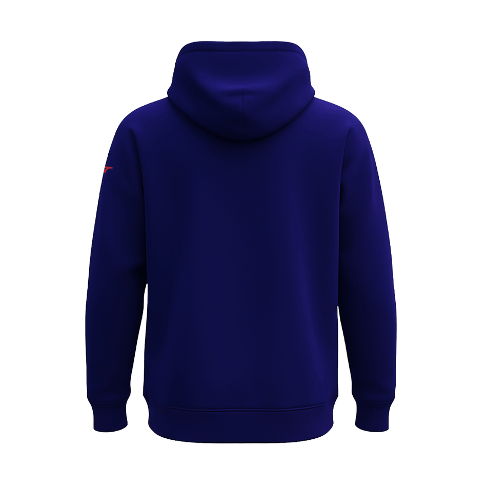 Hanorac tehnic retro albastru Mizuno Fuji Judo cu buzunar cangur.
