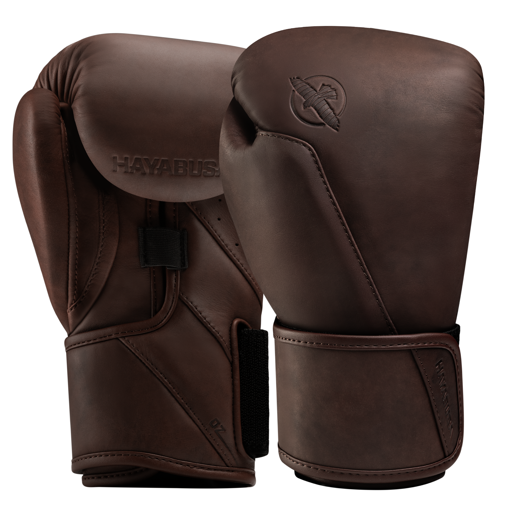 Coppia di guanti da boxe Hayabusa T360 marrone scuro, stile classico in pelle vintage pieno fiore