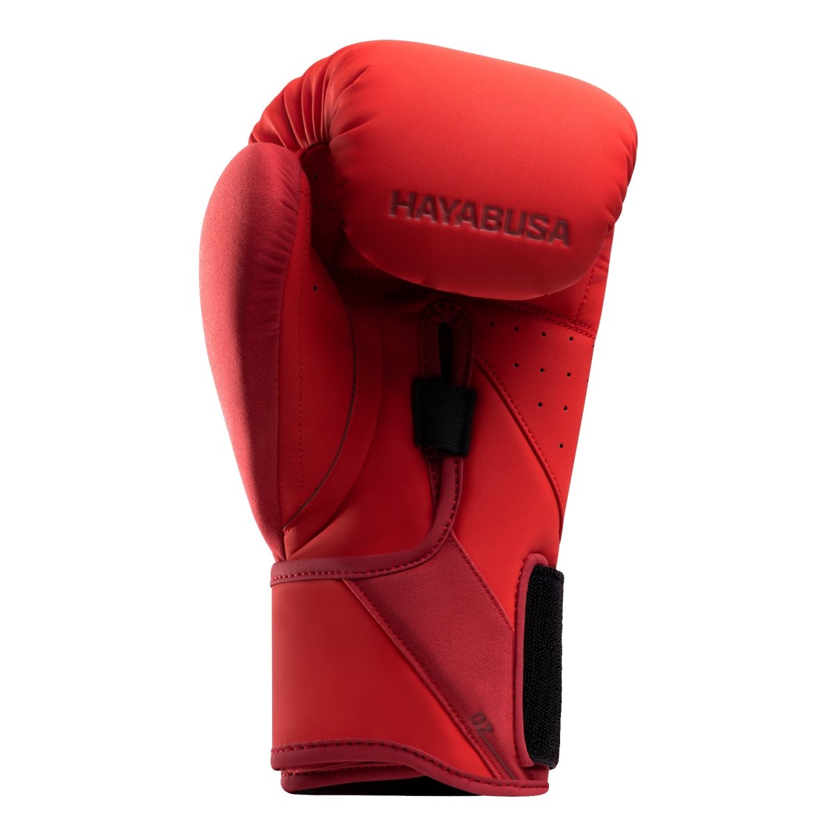 Detalj av Dual-X-stängningssystemet på de röda Hayabusa T360 boxningshandskarna