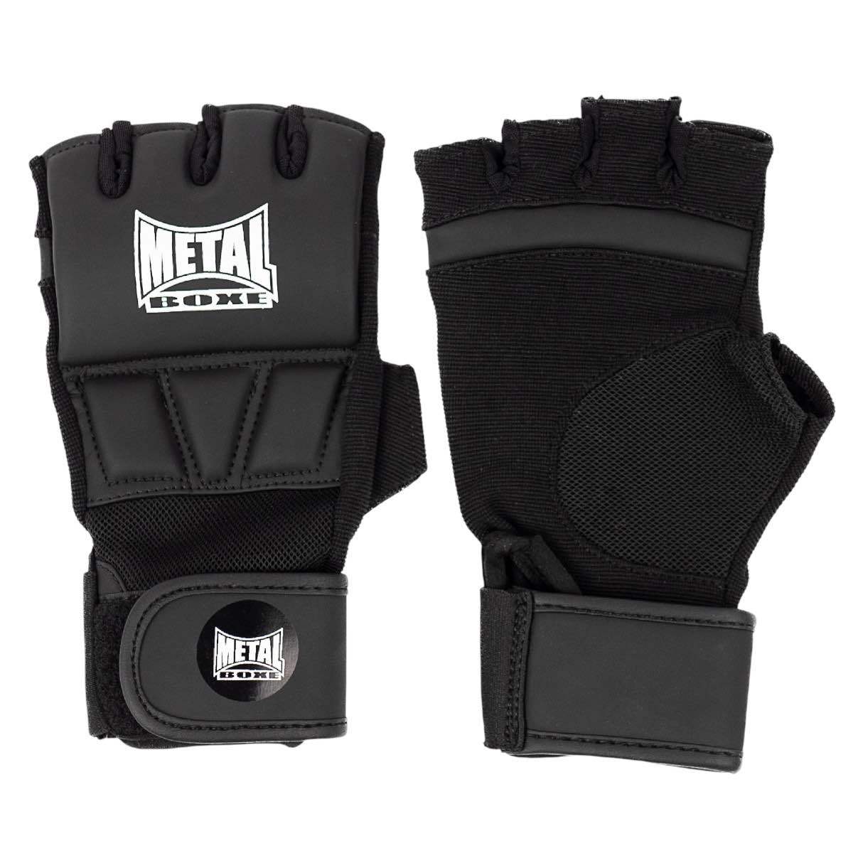 Vue de face des gants de boxe fitness Metal Boxing noirs