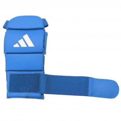 Détail de la fermeture détachable des gants bleus Adidas Ju Jitsu