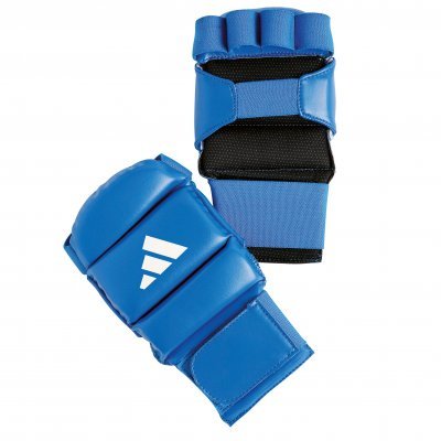 Vue de face des gants techniques Adidas Ju Jitsu bleus