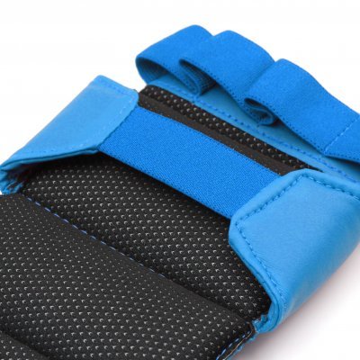 Détail de la paume ouverte des gants de grappling Adidas Ju Jitsu bleus