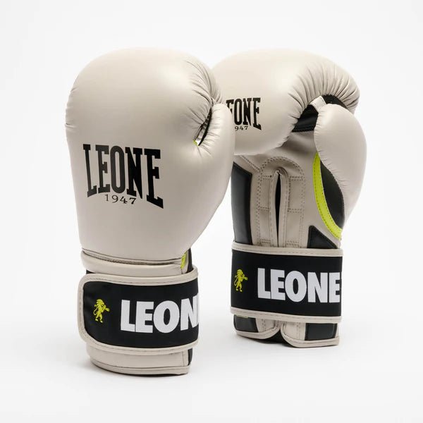 Par de luvas de boxe bege LEONE Stripe '47, uma estética clean e moderna