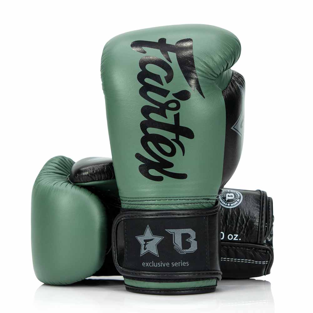 Luvas Fairtex FXB feitas à mão na cor verde militar
