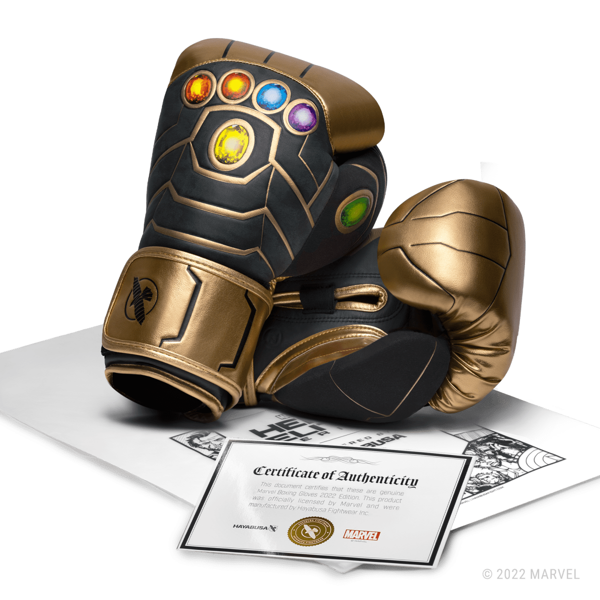 Certificat oficial de autenticitate al colaborării Hayabusa X Marvel pentru mănușile Thanos
