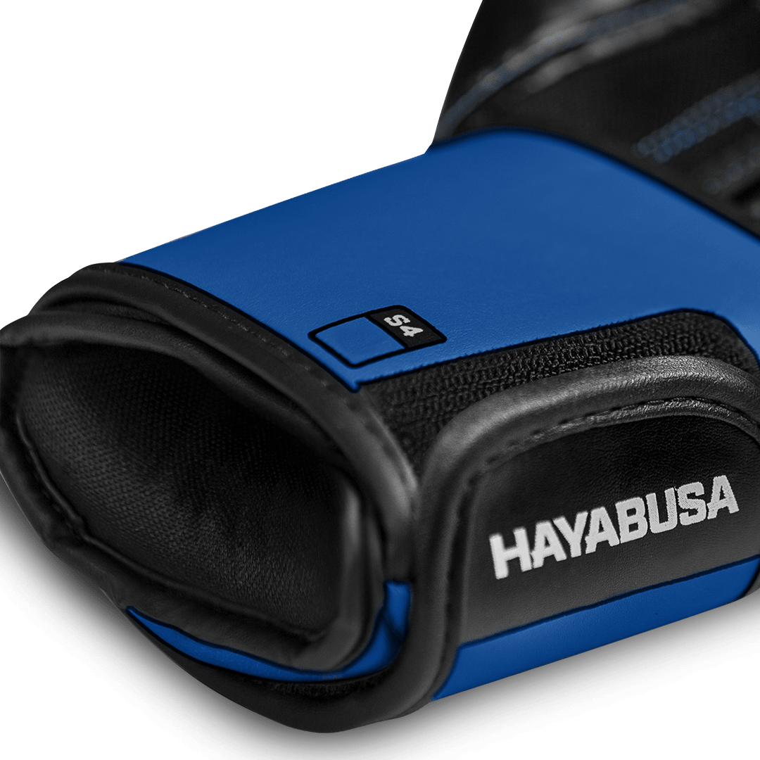 View of the palm of the blue Hayabusa S4 glove with splinted padding