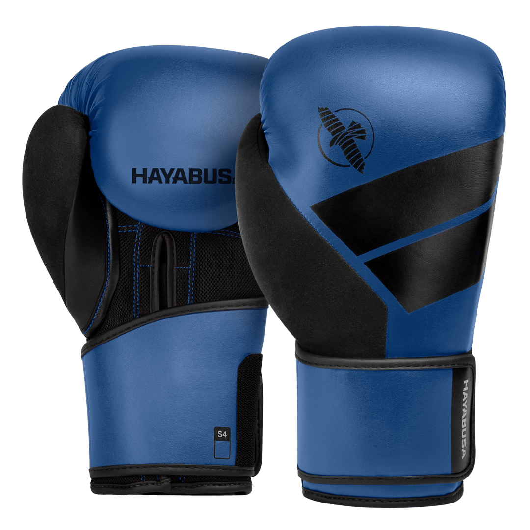 Pair of Blue Hayabusa S4 Boxing Gloves for Beginners