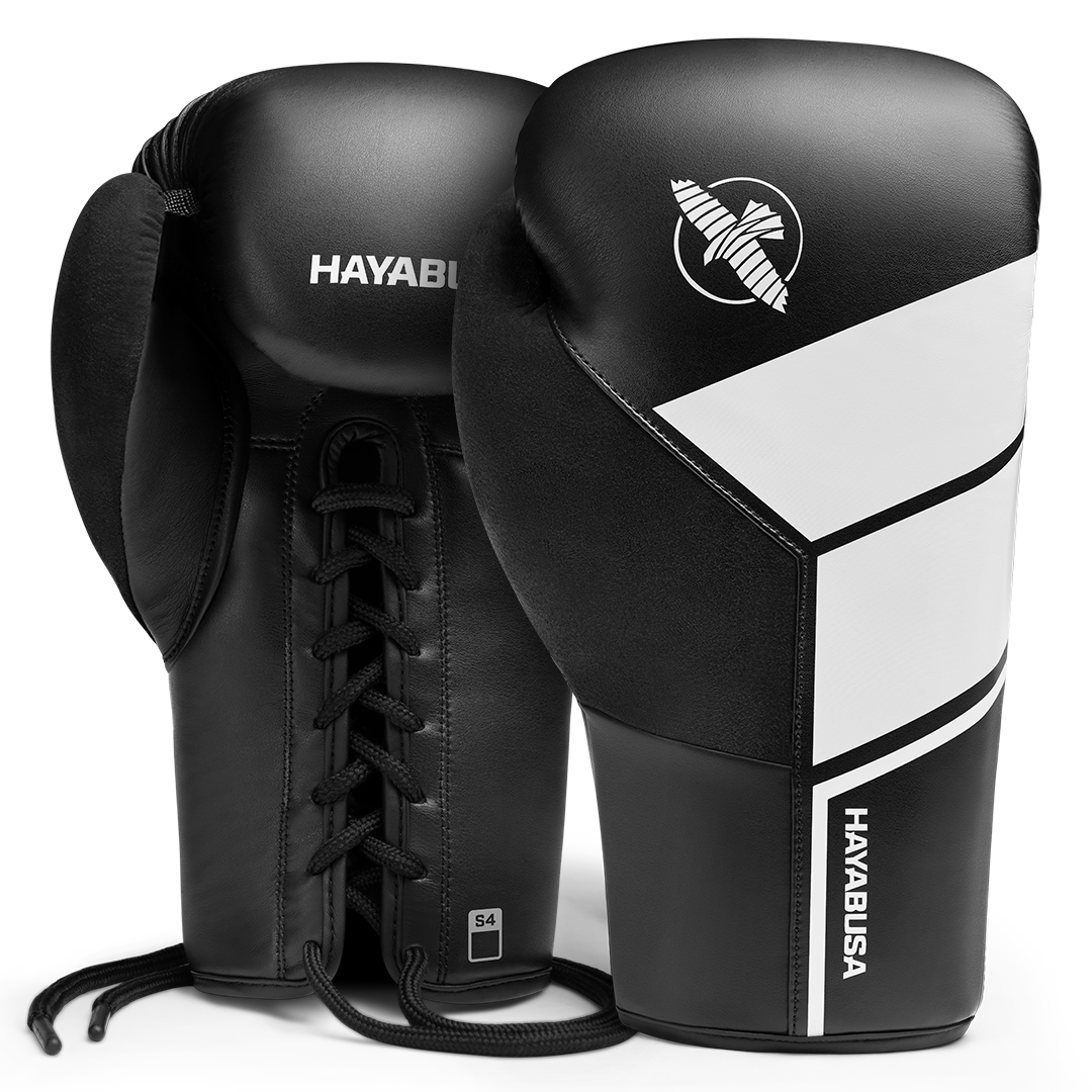 Coppia di guantoni da boxe Hayabusa S4 con chiusura a lacci tradizionale neri