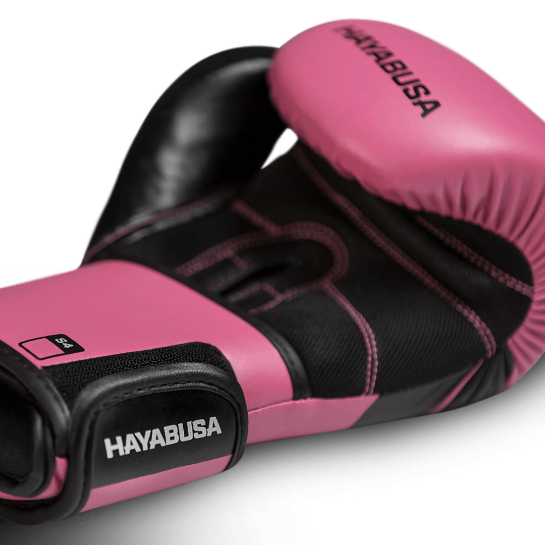Inside view of the palm of the pink Hayabusa S4 glove with microfiber thumb