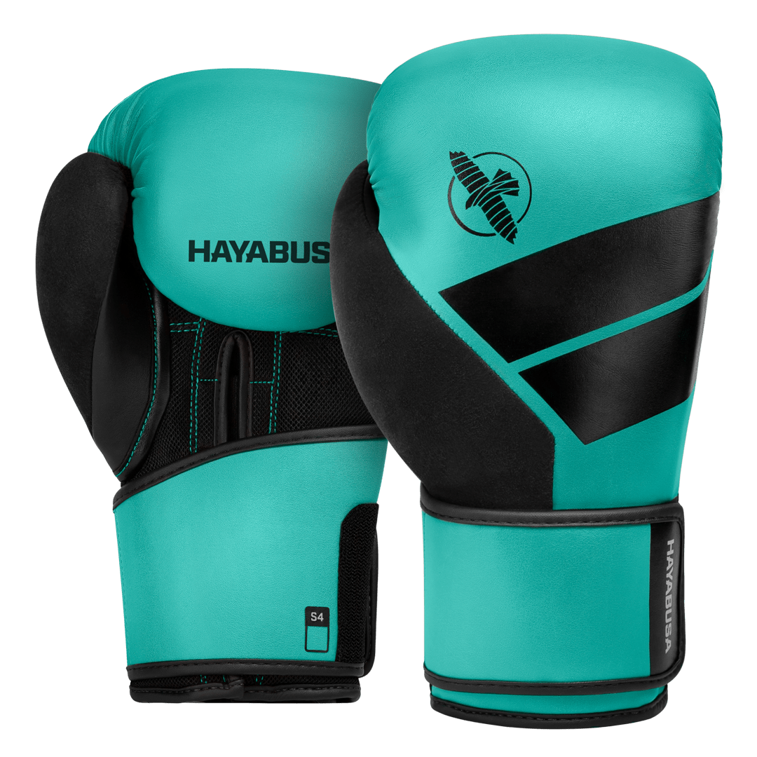 Set of Hayabusa S4 boxing gloves in aqua turquoise