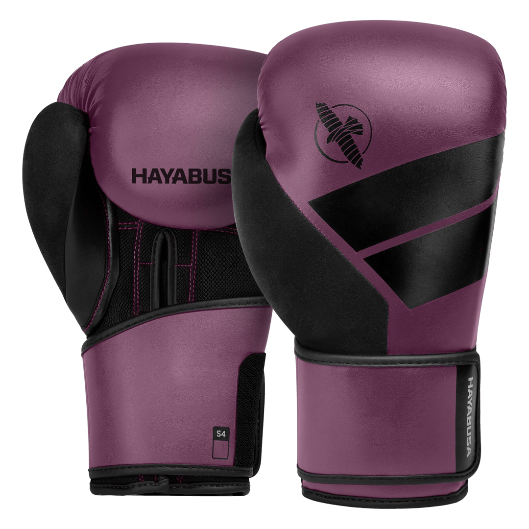 Pair of Hayabusa S4 boxing gloves in burgundy wine color