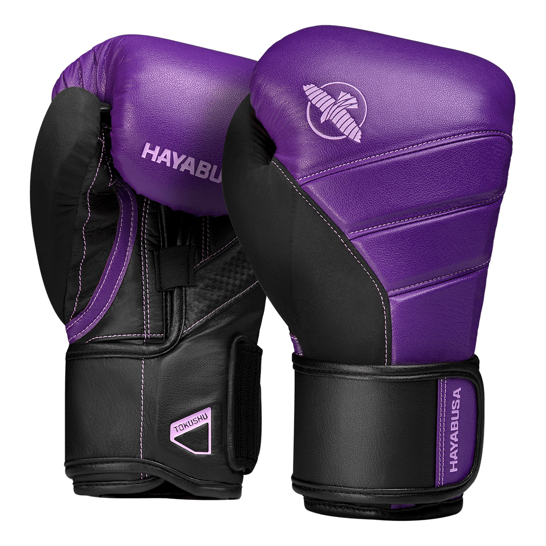 Hayabusa T3 paarse handschoenen met zwarte panelen
