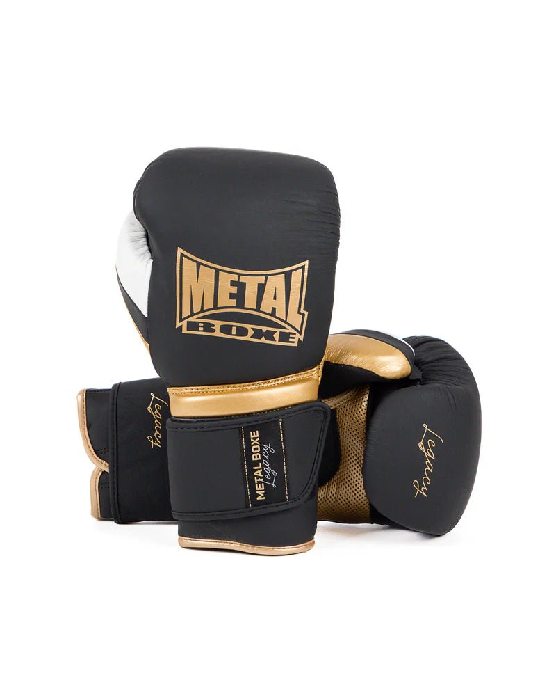 Pereche de mănuși Metal Boxing Legacy Sparring negre cu închidere profesională cu velcro
