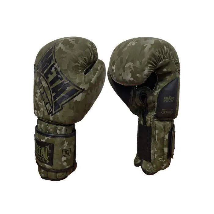 Pereche de manusi de antrenament Metal Boxing Mirror in verde militar, vedere a perechii complete pentru antrenament de box