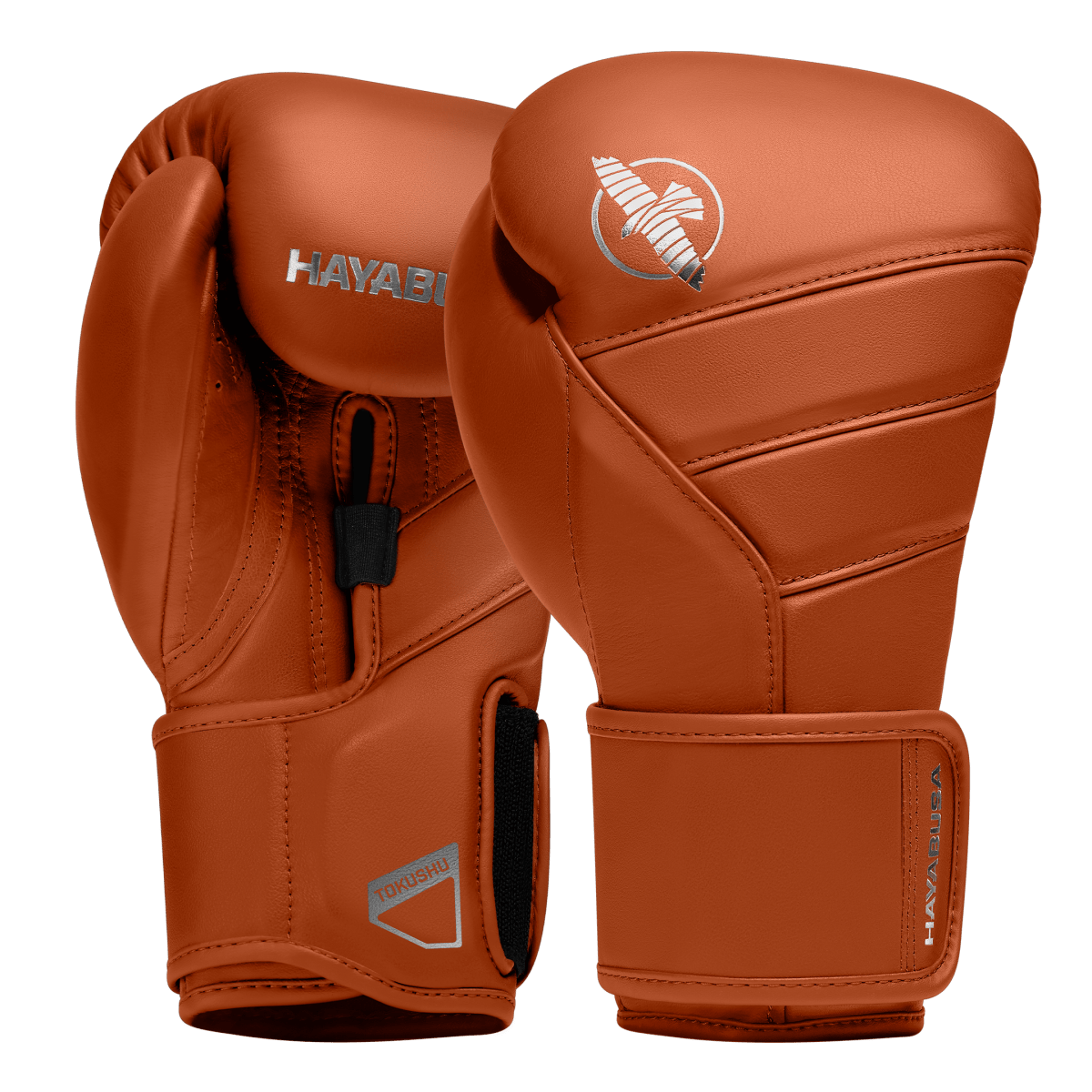 Set oranje Hayabusa T3 Kanpeki-handschoenen in hoogwaardig leer
