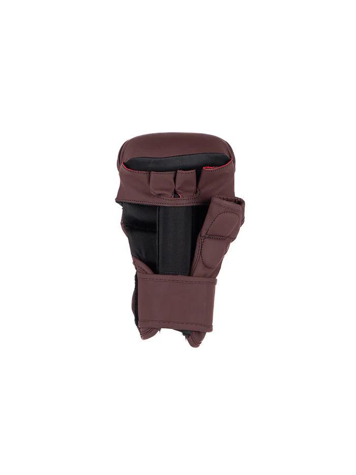 Vista del palmo guanti MMA Metal Boxe The Shell bordeaux sistema di supporto polso professionale