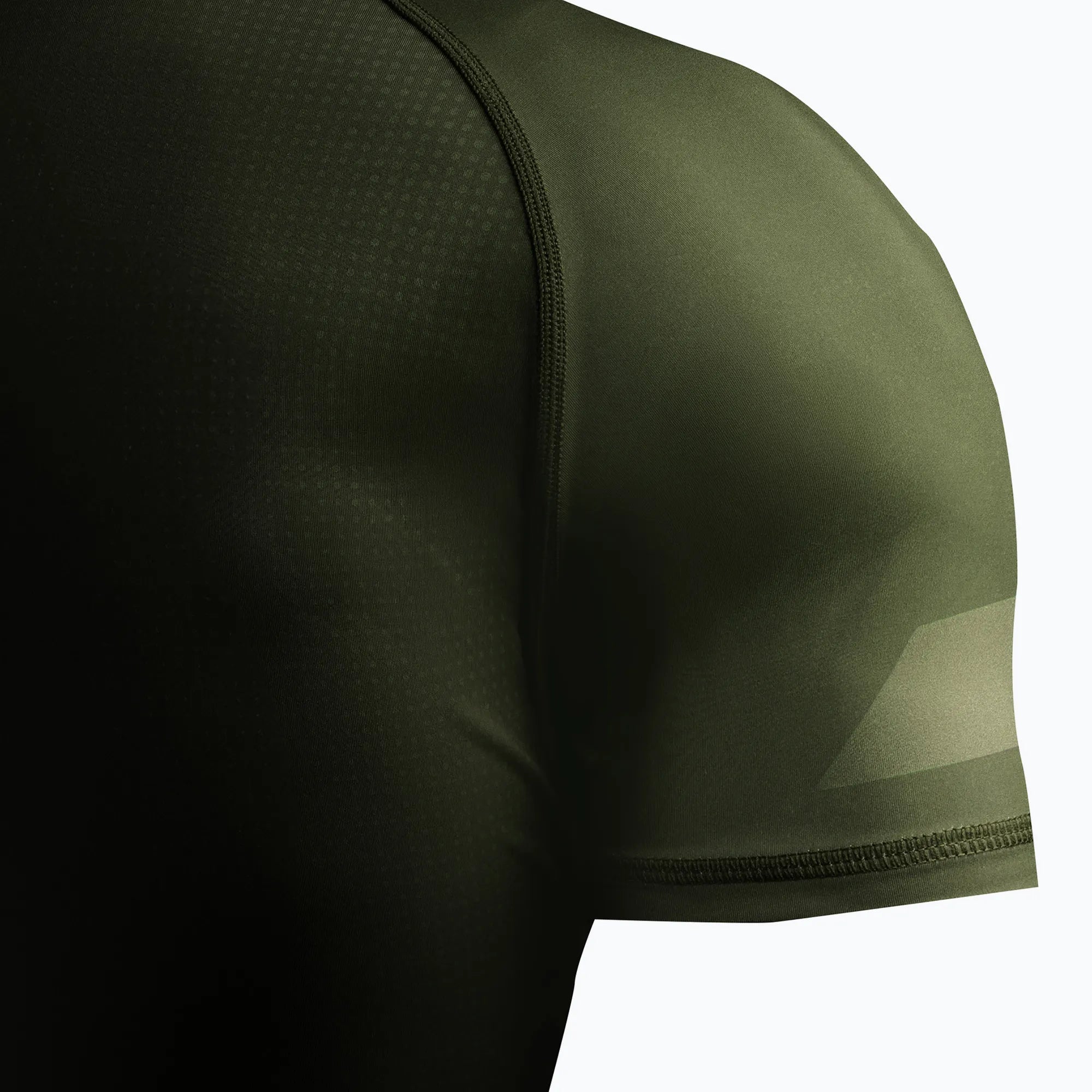 Particolare del tessuto 200GSM della rash guard Hayabusa verde.