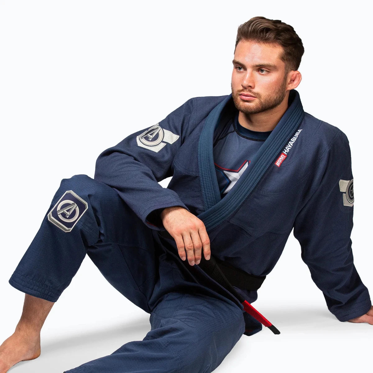 Marvel Captain America limited edition BJJ Hayabusa kimono blauw.