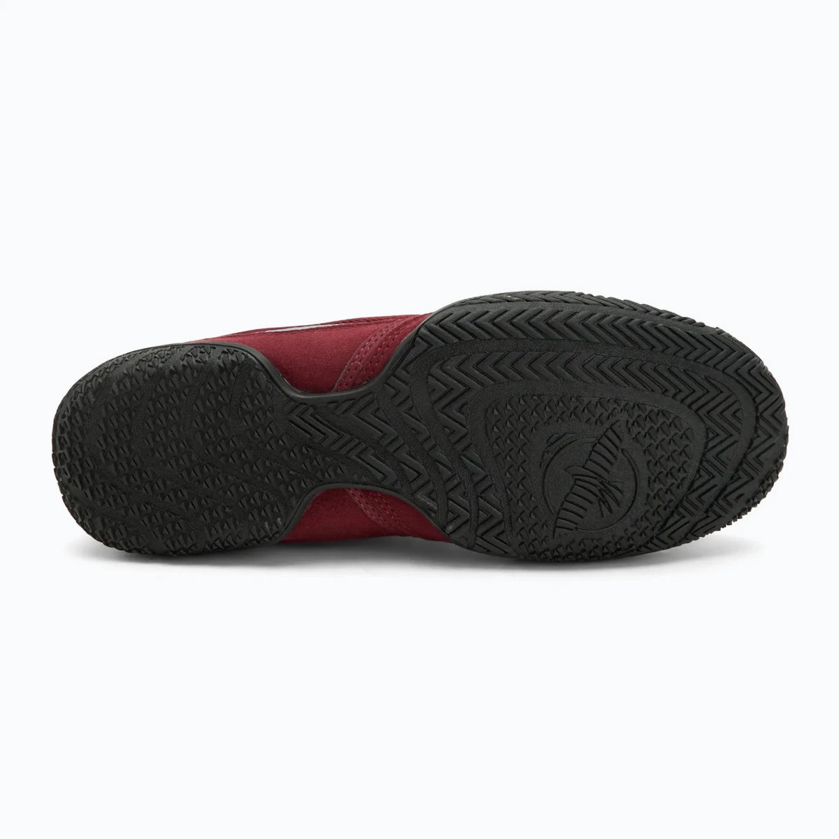 Vue arrière des chaussures de boxe de soutien mi-hautes Hayabusa Pro bordeaux.