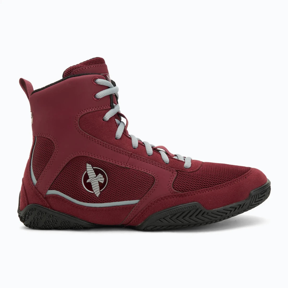 Semelle en caoutchouc flexible pour la traction Chaussures de boxe Hayabusa bordeaux.