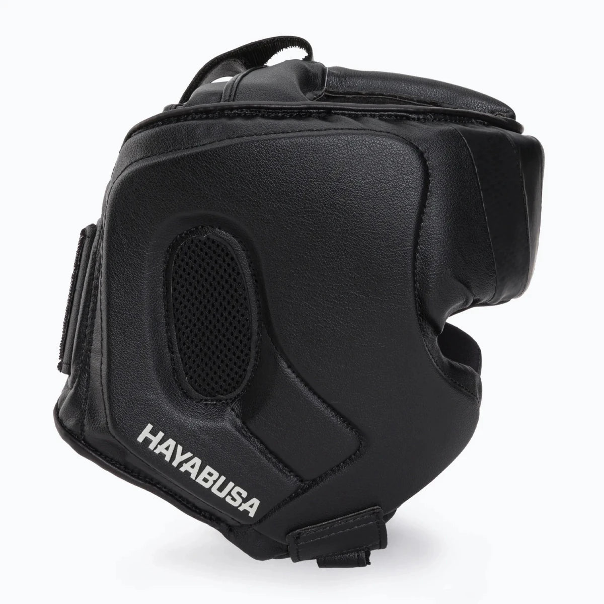 Boční pohled Hayabusa T3 černá ochranná přilba pro sparing.