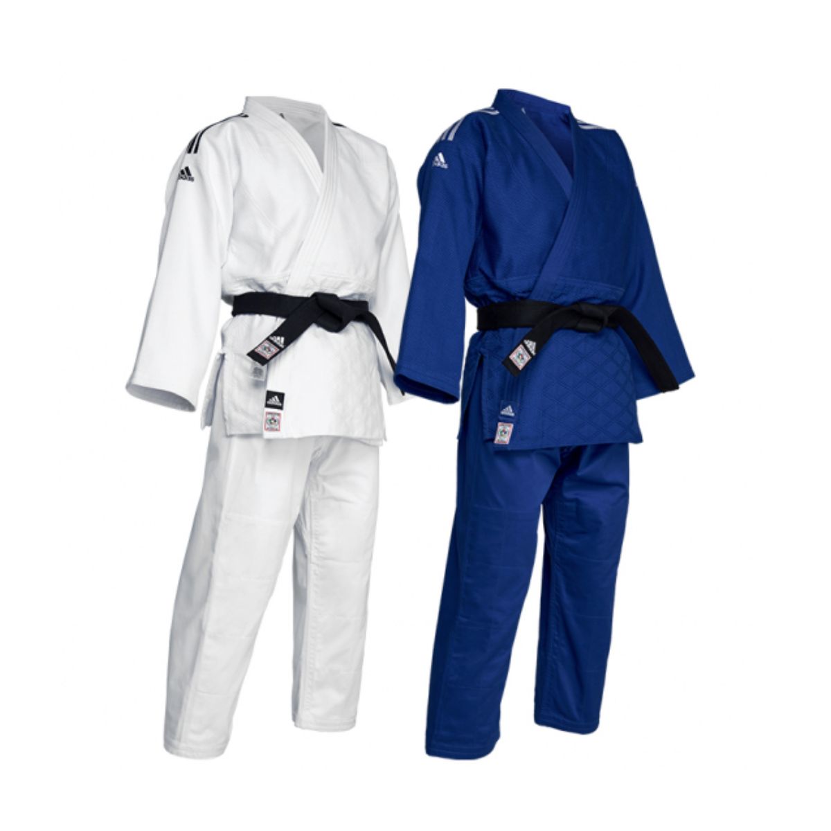 Judogi Adidas omologato IJF bianco Champion III con strisce nere