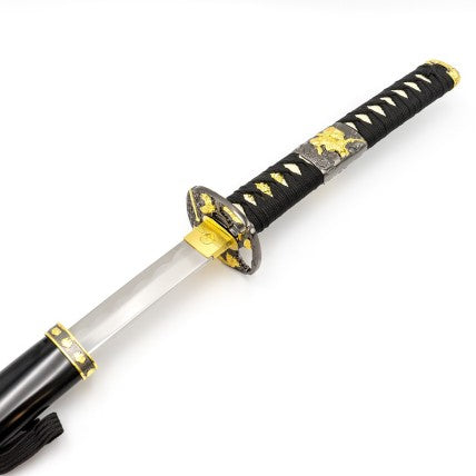 Katana en acier inoxydable décoratif noir et or