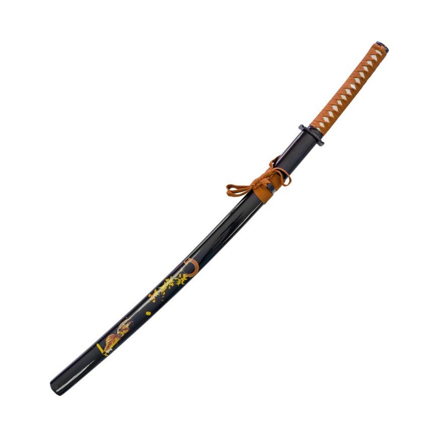 Katana Decorativa in Acciaio Inox Nero Marrone con Supporto - Fight Club Store