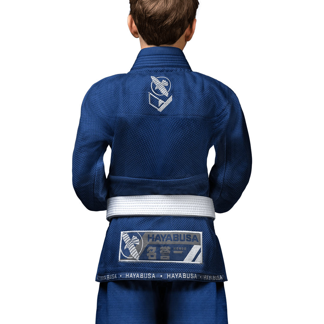 Vue arrière du pantalon ripstop Hayabusa Gi et de la veste marine