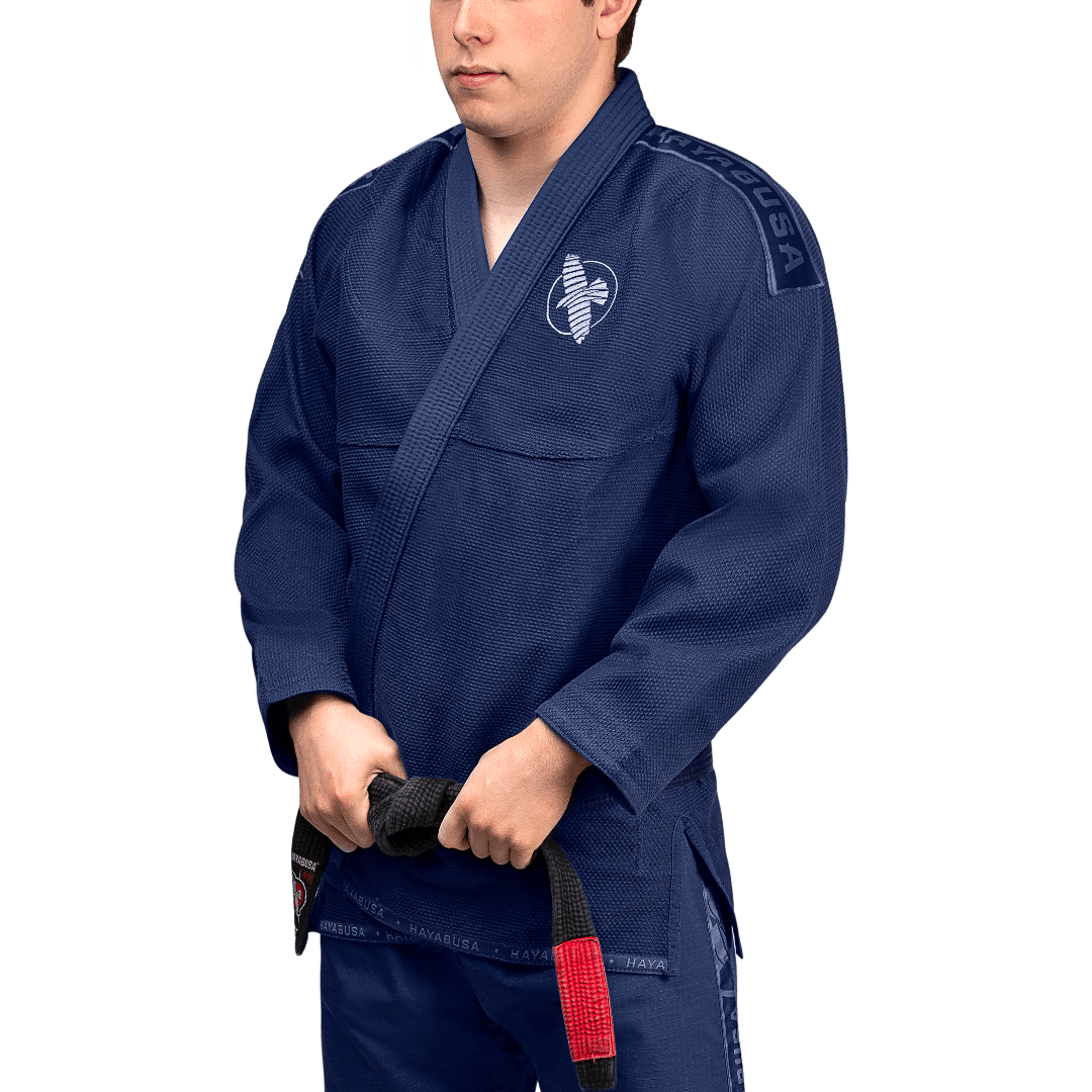 Widok z przodu granatowego kimona BJJ Hayabusa Lekkie kimono