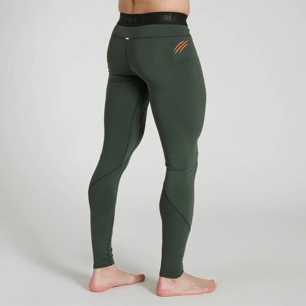 Vista traseira das leggings Leone verdes para MMA e treinamento