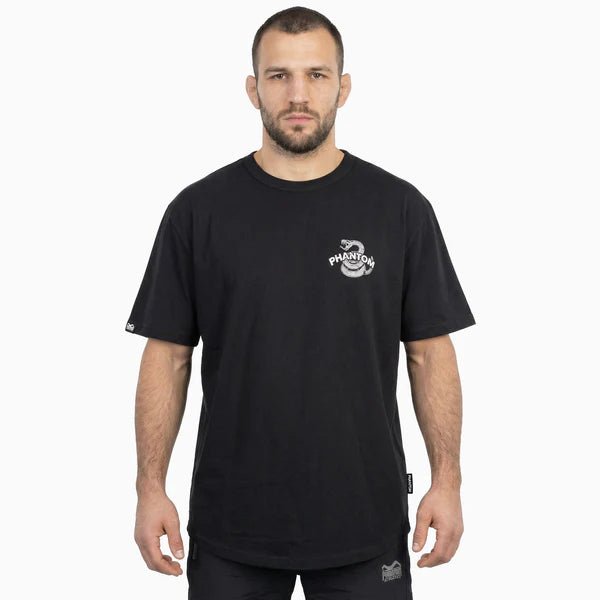 Vue de face du t-shirt athlétique Phantom Don't Tread On Me avec le graphisme Gadsden Snake