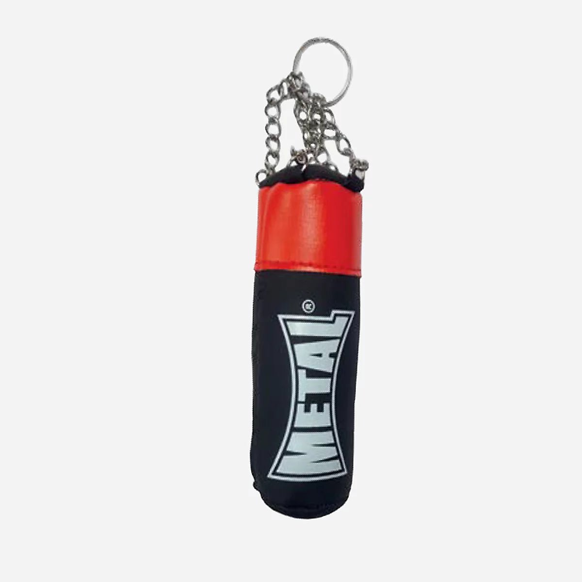Framifrån av Metal Boxe nyckelring mini boxningspåse med markerad logotyp