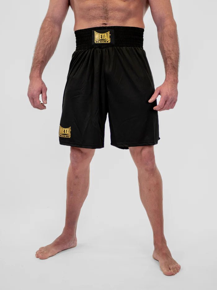 Hoofdvooraanzicht zwarte Metal Boxe Water Engelse boksshort van soepel satijn