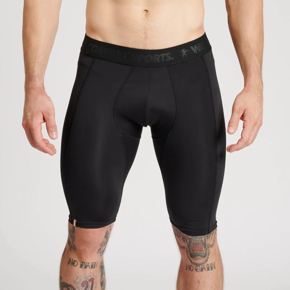 Pantaloncini Compressione Leone DNA | Shorts Aderenti Training Nero Oro - Fight Club Store