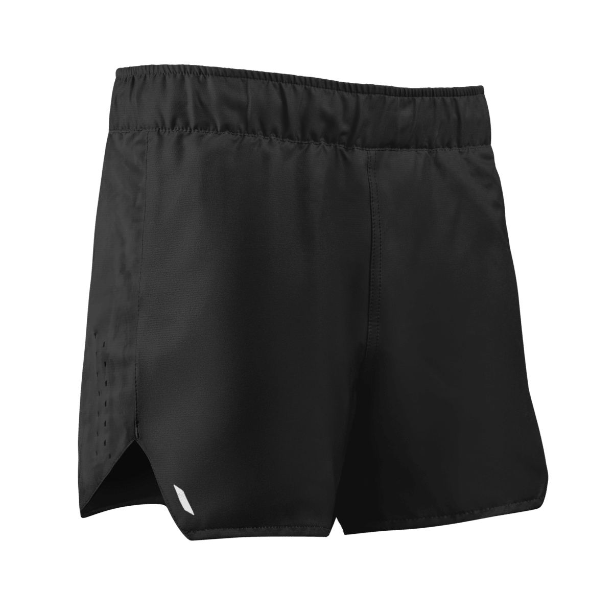 Vooraanzicht van de zwarte Hayabusa Apex damesshort, ultralichte stof voor BJJ en MMA