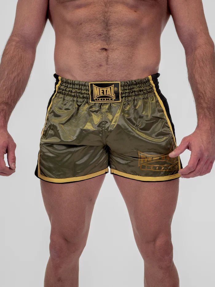Vooraanzicht Kickboksshort heren Metal Boxe Extrem militair groene camo