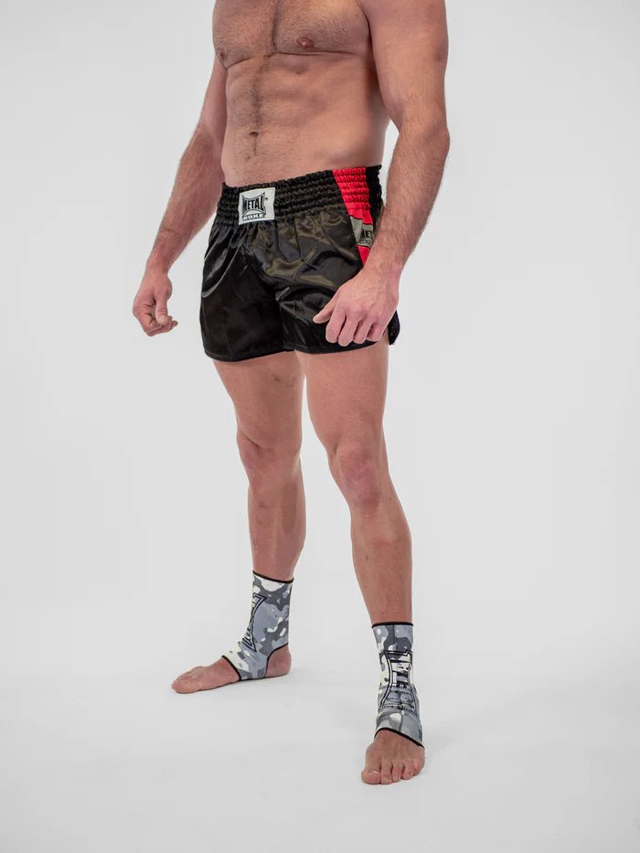 Sidodetalj Muay Thai Metal Boxing Kick Pro herrshorts rörelsefrihet